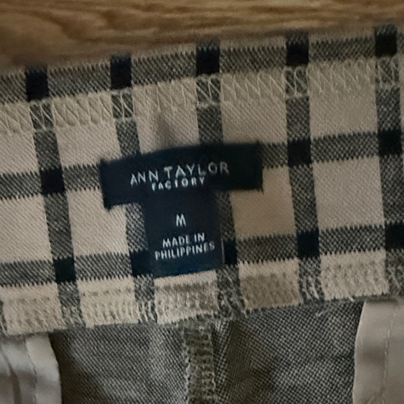 Ann Taylor Factory Plaid Boot Cut Pants - Black and Cream - Picture 2 of 9